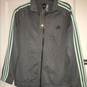 Adidas stripe track jacket gray/mint large new